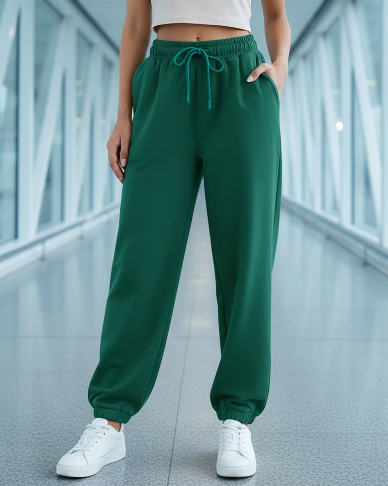 بيواكوف بنطلون رياضي نسائي فضفاض أخضر ناعم